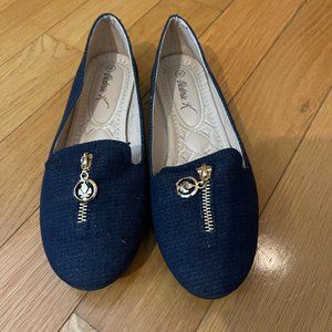 Women's Denim Zipper Flats